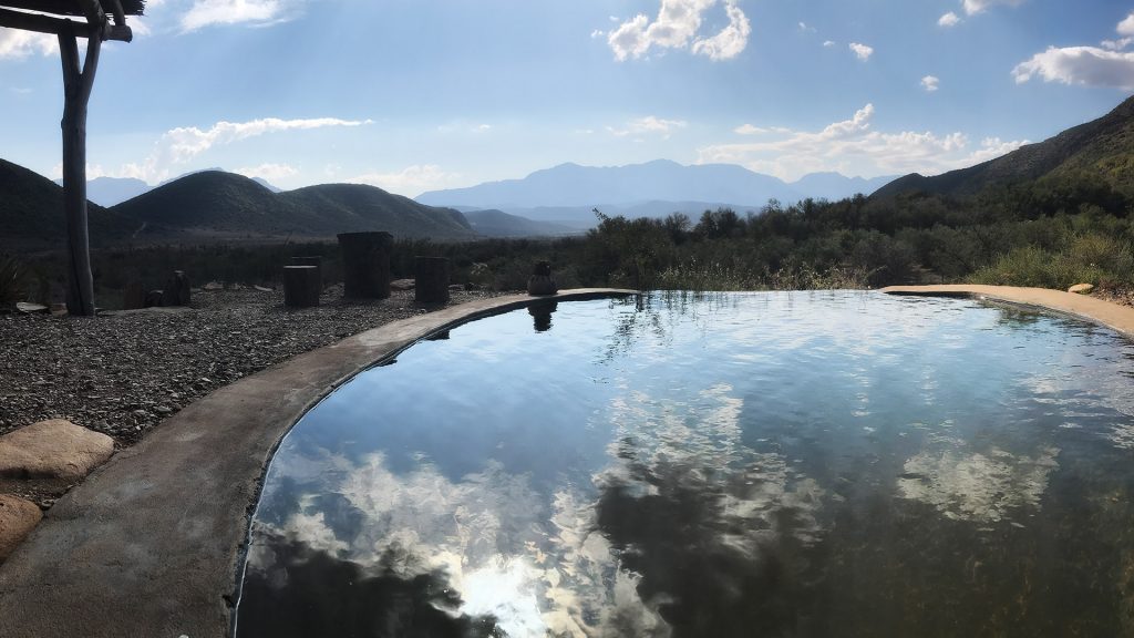 Spectacular view of the Swartberg Mountains from Numbi Valley Pool